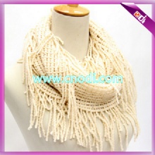 waffle knit infinity scarf with tassels