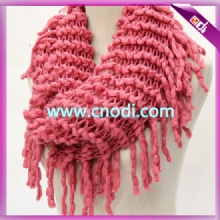 knit loop scarf with tassels
